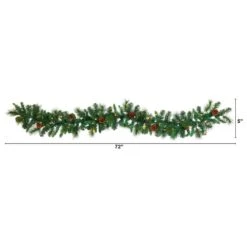 Nearly Natural, Inc. Nearly Natural Inc 6' Mixed Pine And Pinecone Trimmed Garland With 35 White LED Lights In Green -Home Decoration Series 63076640 6
