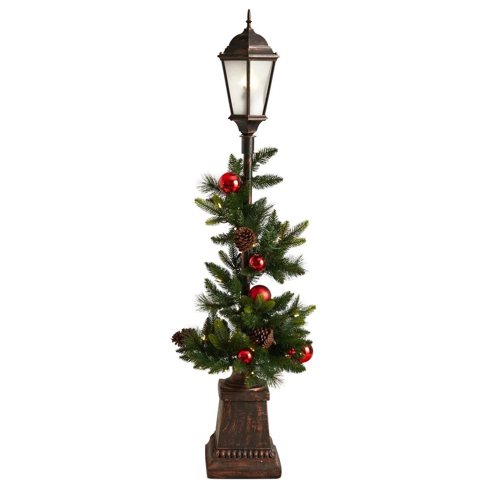 Nearly Natural, Inc. Nearly Natural Inc 5' Holiday Lamp Post With 50 LED Lights And Ornaments In Green 3 Nearly Natural, Inc. Nearly Natural Inc 5' Holiday Lamp Post With 50 LED Lights And Ornaments In Green