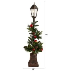 Nearly Natural, Inc. Nearly Natural Inc 5' Holiday Lamp Post With 50 LED Lights And Ornaments In Green 21 Nearly Natural, Inc. Nearly Natural Inc 5' Holiday Lamp Post With 50 LED Lights And Ornaments In Green -Home Decoration Series 63077101 10