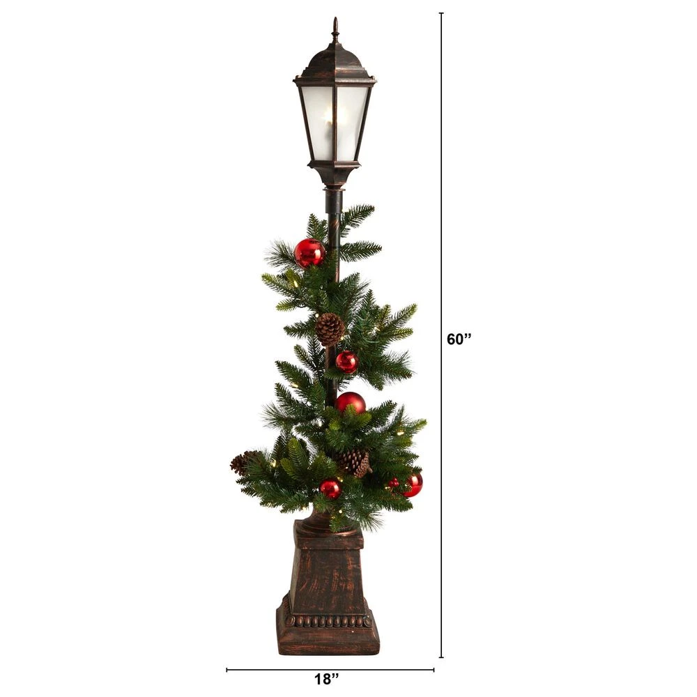 Nearly Natural, Inc. Nearly Natural Inc 5' Holiday Lamp Post With 50 LED Lights And Ornaments In Green 12 Nearly Natural, Inc. Nearly Natural Inc 5' Holiday Lamp Post With 50 LED Lights And Ornaments In Green - Image 10