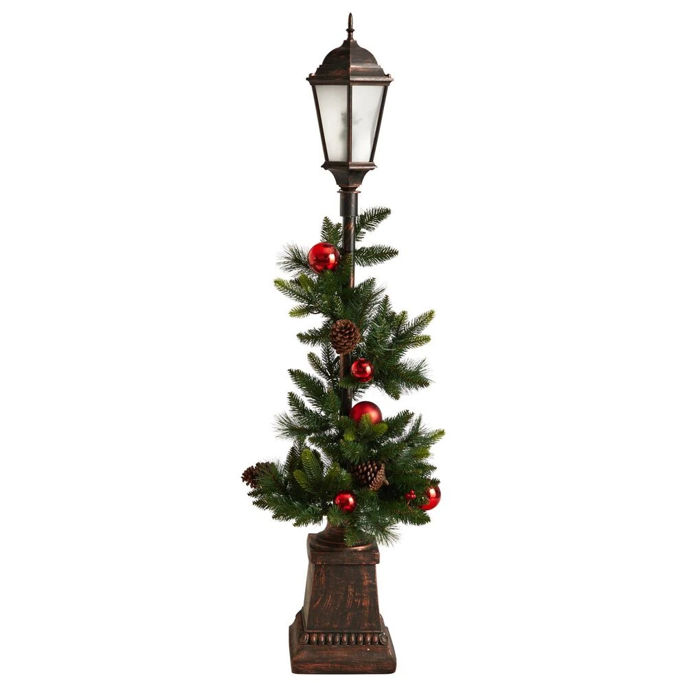Nearly Natural, Inc. Nearly Natural Inc 5' Holiday Lamp Post With 50 LED Lights And Ornaments In Green 8 Nearly Natural, Inc. Nearly Natural Inc 5' Holiday Lamp Post With 50 LED Lights And Ornaments In Green - Image 6
