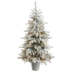 Nearly Natural, Inc. Nearly Natural Inc 6' Flocked Long Vermont Pine Tree With 250 LED Lights In Green