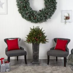 Nearly Natural, Inc. Nearly Natural Inc 4' Holiday Christmas Tree With Glittered On Pedestal And 150 LED Lights In Green 22 Nearly Natural, Inc. Nearly Natural Inc 4' Holiday Christmas Tree With Glittered On Pedestal And 150 LED Lights In Green -Home Decoration Series 63078018 10