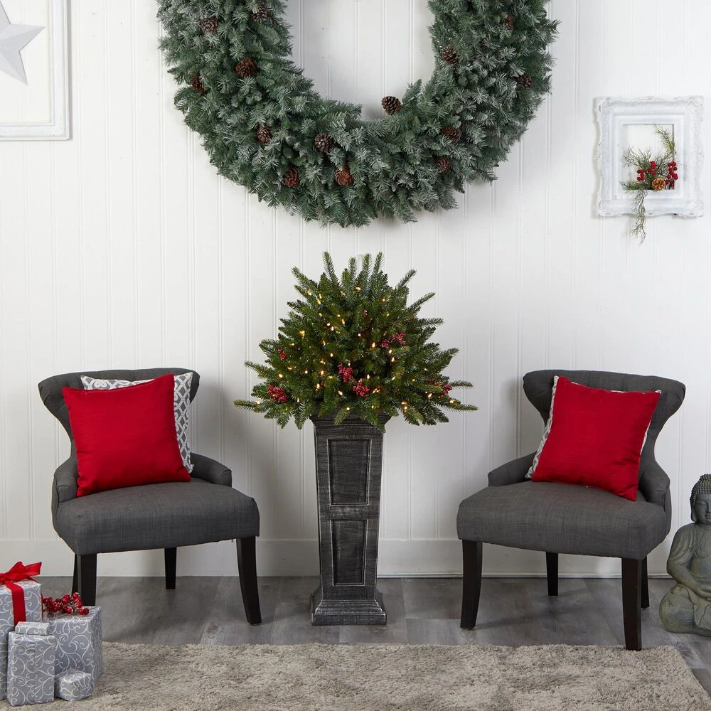 Nearly Natural, Inc. Nearly Natural Inc 4' Holiday Christmas Tree With Glittered On Pedestal And 150 LED Lights In Green 12 Nearly Natural, Inc. Nearly Natural Inc 4' Holiday Christmas Tree With Glittered On Pedestal And 150 LED Lights In Green - Image 10