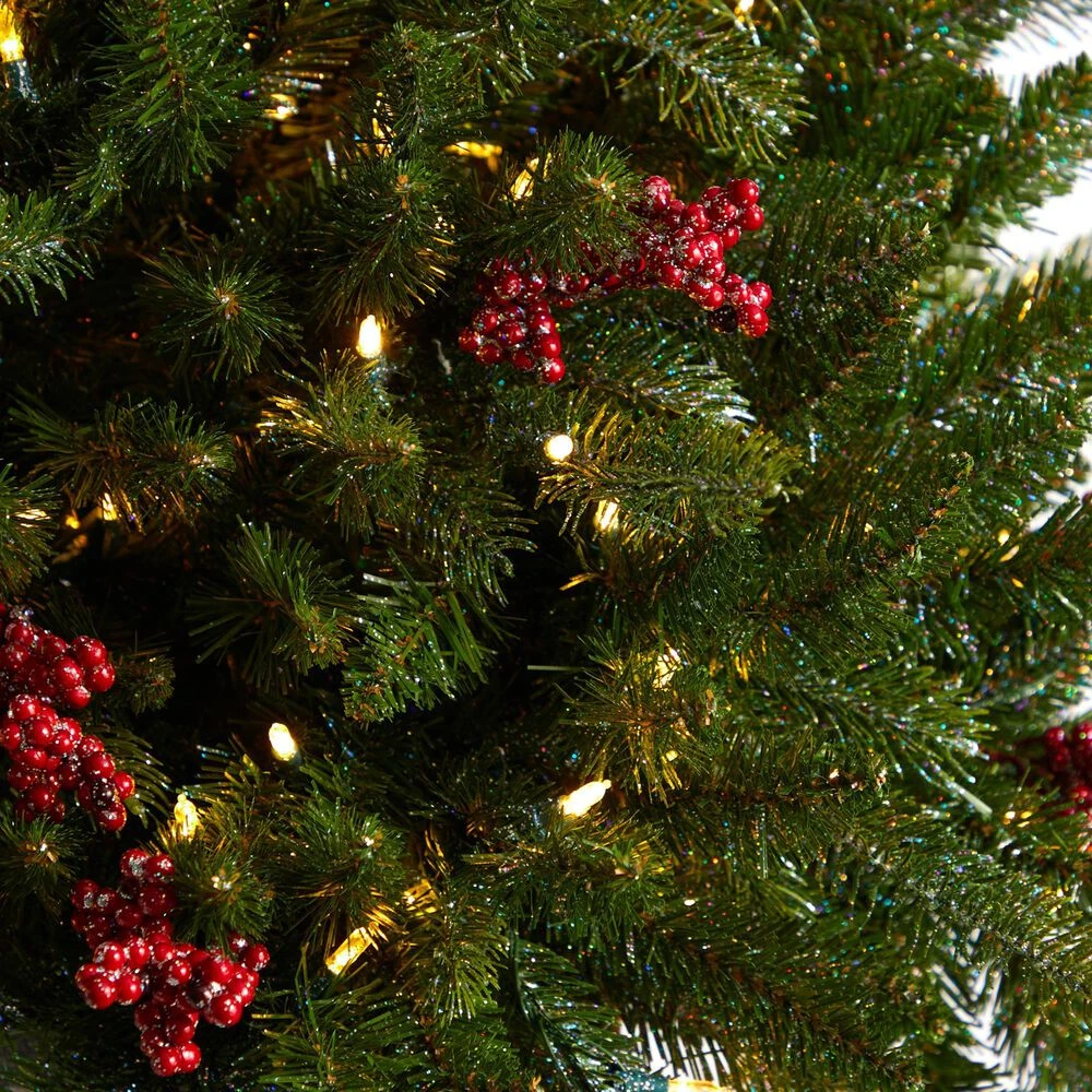 Nearly Natural, Inc. Nearly Natural Inc 4' Holiday Christmas Tree With Glittered On Pedestal And 150 LED Lights In Green 6 Nearly Natural, Inc. Nearly Natural Inc 4' Holiday Christmas Tree With Glittered On Pedestal And 150 LED Lights In Green - Image 4