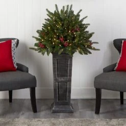 Nearly Natural, Inc. Nearly Natural Inc 4' Holiday Christmas Tree With Glittered On Pedestal And 150 LED Lights In Green 20 Nearly Natural, Inc. Nearly Natural Inc 4' Holiday Christmas Tree With Glittered On Pedestal And 150 LED Lights In Green -Home Decoration Series 63078018 8