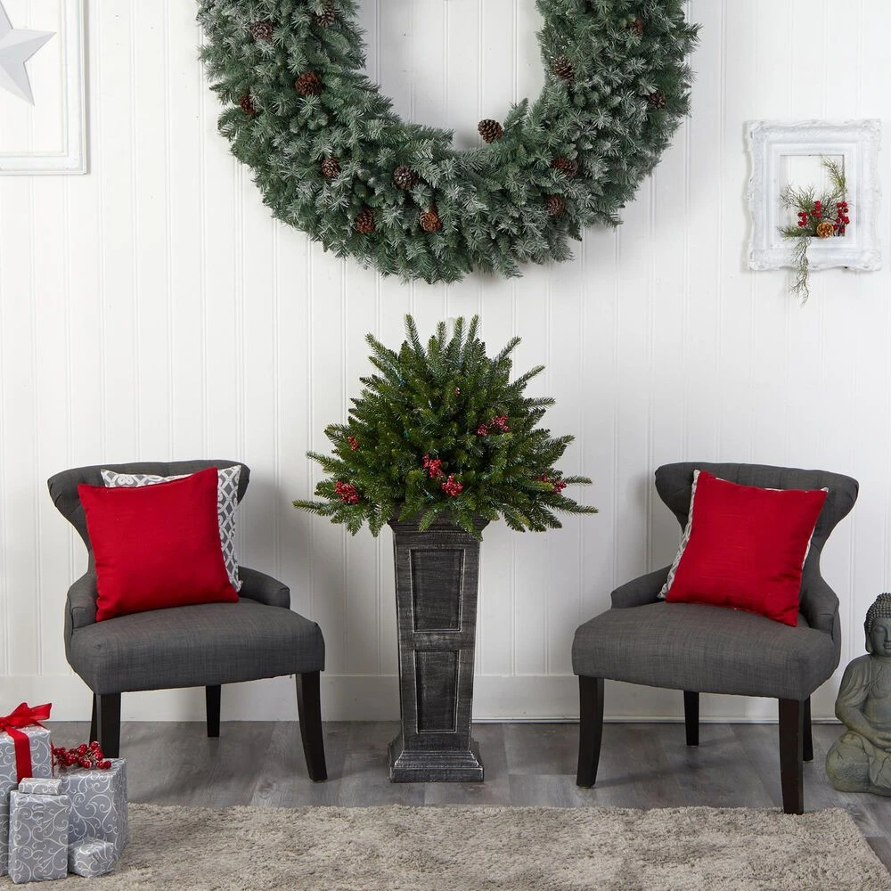 Nearly Natural, Inc. Nearly Natural Inc 4' Holiday Christmas Tree With Glittered On Pedestal And 150 LED Lights In Green 11 Nearly Natural, Inc. Nearly Natural Inc 4' Holiday Christmas Tree With Glittered On Pedestal And 150 LED Lights In Green - Image 9