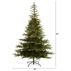 Nearly Natural, Inc. Nearly Natural Inc 8' Washington Spruce Christmas Tree With 650 White Lights In Green -Home Decoration Series 63078463 10