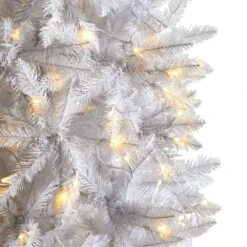 Nearly Natural, Inc. Nearly Natural Inc 8' Pencil Christmas Tree With 400 White LED Lights In White -Home Decoration Series 63078554 5