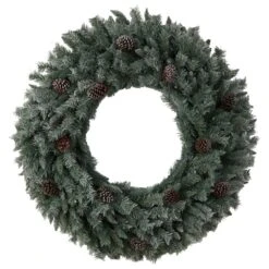 Nearly Natural, Inc. Nearly Natural Inc 4' Christmas Wreath With 150 White LED Lights And Pinecones In Green -Home Decoration Series 63079479 3