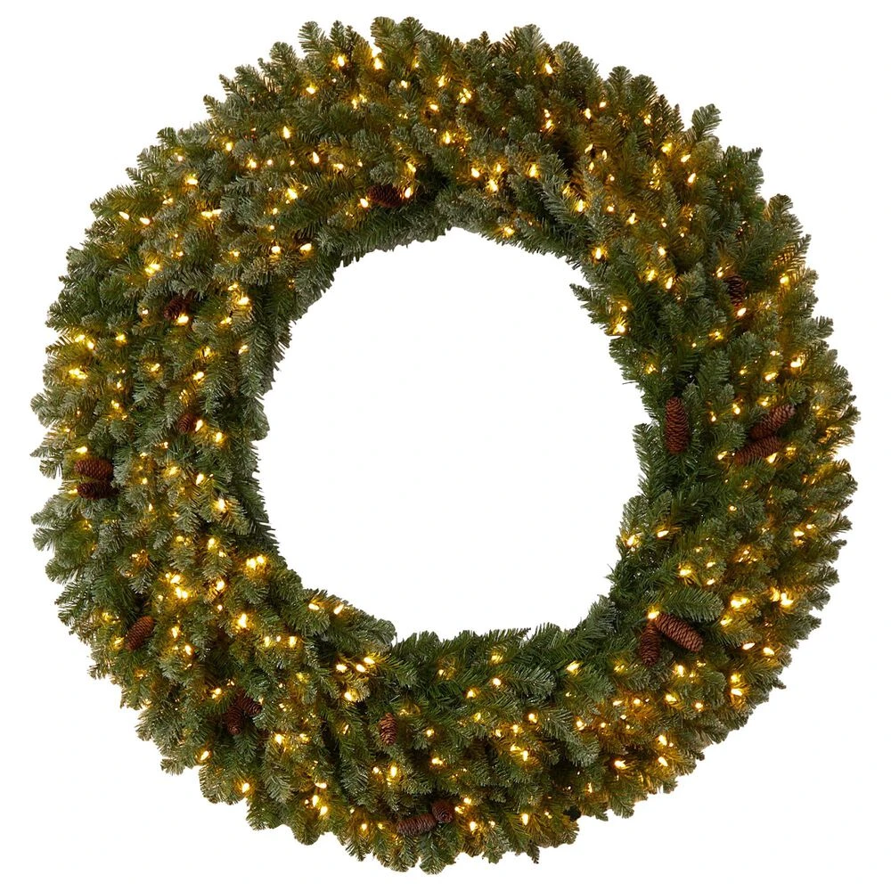 Nearly Natural, Inc. Nearly Natural Inc 5' Christmas Wreath With 300 White LED Lights In Green 3 Nearly Natural, Inc. Nearly Natural Inc 5' Christmas Wreath With 300 White LED Lights In Green
