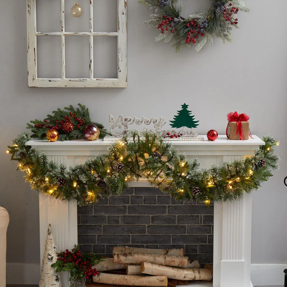 Nearly Natural, Inc. Nearly Natural Inc 6' Christmas Garland W1311 With 35 White LED Lights In Green 4 Nearly Natural, Inc. Nearly Natural Inc 6' Christmas Garland W1311 With 35 White LED Lights In Green - Image 2