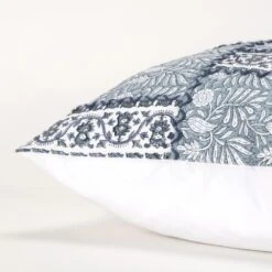 Rizzy Home 20" X 20" Down Filled Floral Throw Pillow In Blue And Neutral -Home Decoration Series 63082408 4