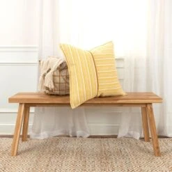 Rizzy Home 20" X 20" Striped Down Filled Throw Pillow In Yellow And Neutral -Home Decoration Series 63083752 6