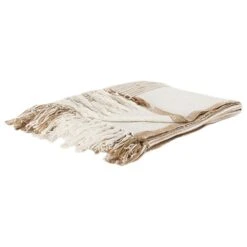 Rizzy Home 50" X 60" Throw In Ivory And Natural