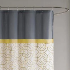 Hampton Park Donnell Shower Curtain In Yellow And Grey -Home Decoration Series 63219414 3