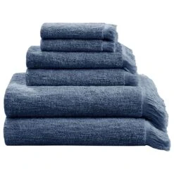 Hampton Park Nova Cotton Dobby Slub 6-Piece Towel Set In Navy