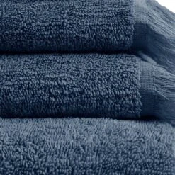 Hampton Park Nova Cotton Dobby Slub 6-Piece Towel Set In Navy -Home Decoration Series 63219471 5