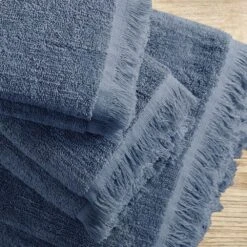 Hampton Park Nova Cotton Dobby Slub 6-Piece Towel Set In Navy -Home Decoration Series 63219471 7