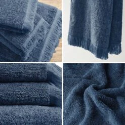 Hampton Park Nova Cotton Dobby Slub 6-Piece Towel Set In Navy -Home Decoration Series 63219471 8