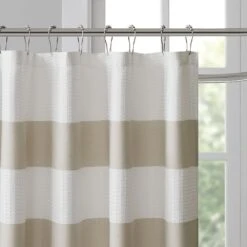 Hampton Park Spa Waffle Shower Curtain With 3M Treatment In Taupe -Home Decoration Series 63219687 2