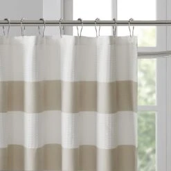 Hampton Park Spa Waffle Shower Curtain With 3M Treatment In Taupe -Home Decoration Series 63219687 3