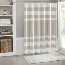 Hampton Park Spa Waffle Shower Curtain With 3M Treatment In Taupe -Home Decoration Series 63219687 4