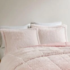 Hampton Park Brielle Ombre 2-Piece Twin/Twin XL Shaggy Long Fur Comforter Mini Set In Blush -Home Decoration Series 63220271 3
