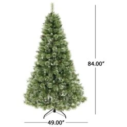Noble House 7' Cashmere Pine And Mixed Needles Artificial Christmas Tree With White LED Lights In Green -Home Decoration Series 63302061 11