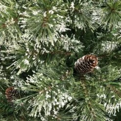 Noble House 7' Cashmere Pine And Mixed Needles Artificial Christmas Tree With White LED Lights In Green -Home Decoration Series 63302061 6