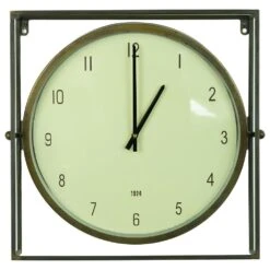 Kalalou Clock With Square Metal Frame In Gold, Ivory And Black