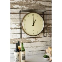 Kalalou Clock With Square Metal Frame In Gold, Ivory And Black -Home Decoration Series 63393326 3