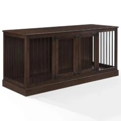 Crosley Furniture Winslow Credenza Pet Crate In Dark Brown And Black