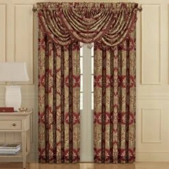 J. Queen New York Maribella 33" X 49" Window Valance In Crimson -Home Decoration Series 63619357 3
