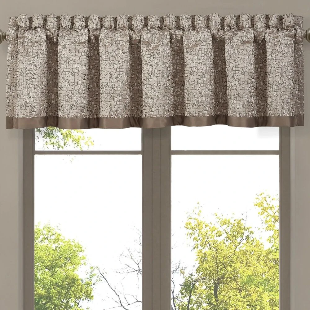 J. Queen New York Cracked Ice 18.25" X 88" Window Valance In Taupe 3 J. Queen New York Cracked Ice 18.25" X 88" Window Valance In Taupe