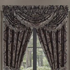 J. Queen New York Windham 33" X 49" Window Valance In Black -Home Decoration Series 63619811 5