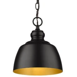 Golden Lighting Holmes 1-Light Mini Pendant In Matte Black -Home Decoration Series 63642722 4