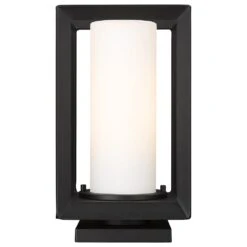 Golden Lighting Smyth 1-Light Outdoor Pier Mount With Opal Glass Shade In Natural Black -Home Decoration Series 63643019 2