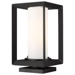 Golden Lighting Smyth 1-Light Outdoor Pier Mount With Opal Glass Shade In Natural Black -Home Decoration Series 63643019 3