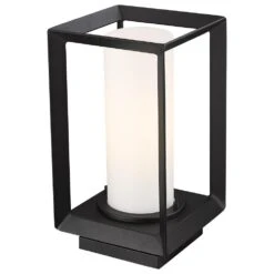 Golden Lighting Smyth 1-Light Outdoor Pier Mount With Opal Glass Shade In Natural Black -Home Decoration Series 63643019 4
