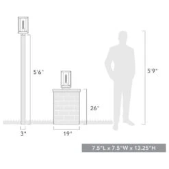 Golden Lighting Smyth 1-Light Outdoor Pier Mount With Opal Glass Shade In Natural Black -Home Decoration Series 63643019 5