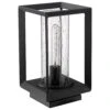 Golden Lighting Smyth 1-Light Outdoor Pier Mount With Seeded Glass Shade In Natural Black -Home Decoration Series 63643027 1
