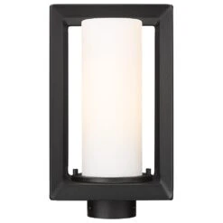 Golden Lighting Smyth 1-Light Outdoor Post Mount With Opal Glass Shade In Natural Black -Home Decoration Series 63643035 2