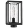 Golden Lighting Smyth 1-Light Outdoor Post Mount With Seeded Glass Shade In Natural Black -Home Decoration Series 63643043 1