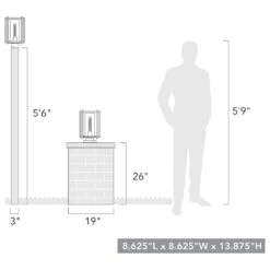 Golden Lighting Tribeca 1-Light Patio Post Mount In Natural Black -Home Decoration Series 63643175 4