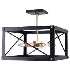 Kenroy Courtney 4-Light Semi Flush In Matte Black And Gold