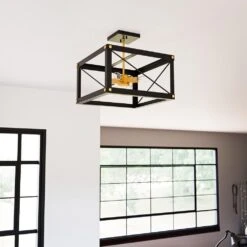 Kenroy Courtney 4-Light Semi Flush In Matte Black And Gold -Home Decoration Series 63690887 3