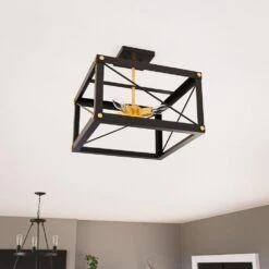 Kenroy Courtney 4-Light Semi Flush In Matte Black And Gold -Home Decoration Series 63690887 4