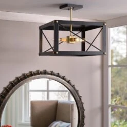 Kenroy Courtney 4-Light Semi Flush In Matte Black And Gold -Home Decoration Series 63690887 5