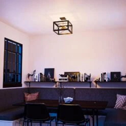 Kenroy Courtney 4-Light Semi Flush In Matte Black And Gold -Home Decoration Series 63690887 7